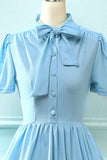 Vestido azul vintage de 1950 com Bowknot