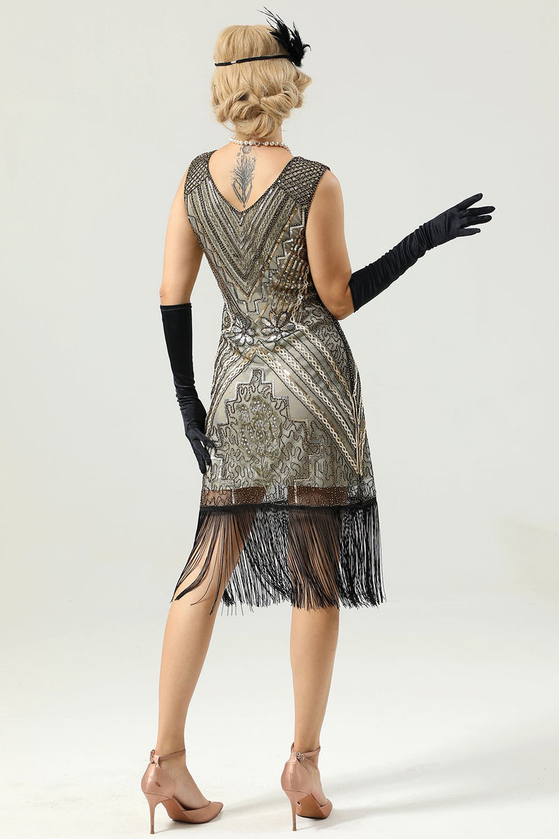 Carregar imagem no visualizador da galeria, Vestido Gatsby sem mangas dos anos 20
