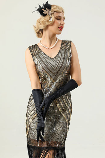 Vestido Gatsby sem mangas dos anos 20