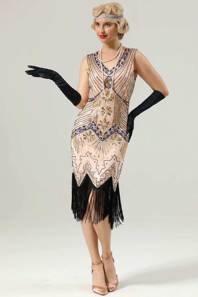 Carregar imagem no visualizador da galeria, Vestido Gatsby sem mangas dos anos 20