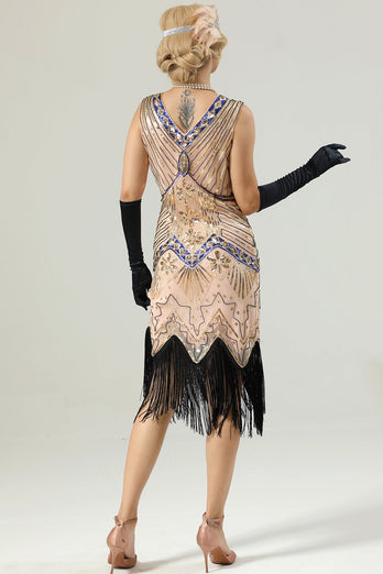 Vestido Gatsby sem mangas dos anos 20