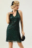 Carregar imagem no visualizador da galeria, Halter Green Sequins 1920s Dress