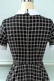 Vestido vintage xadrez de 1950 com arco