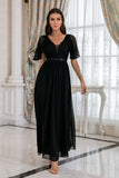 Vestido de baile sem costas de renda preta
