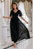 Vestido de baile sem costas de renda preta