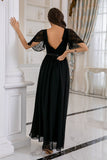 Vestido de baile sem costas de renda preta