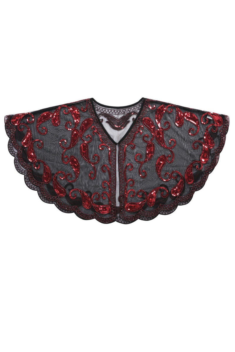 Carregar imagem no visualizador da galeria, 1920s Red Glitter Sequins Cape