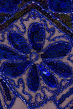 Vestido de Lantejoulas Azul Royal Dos Anos 20