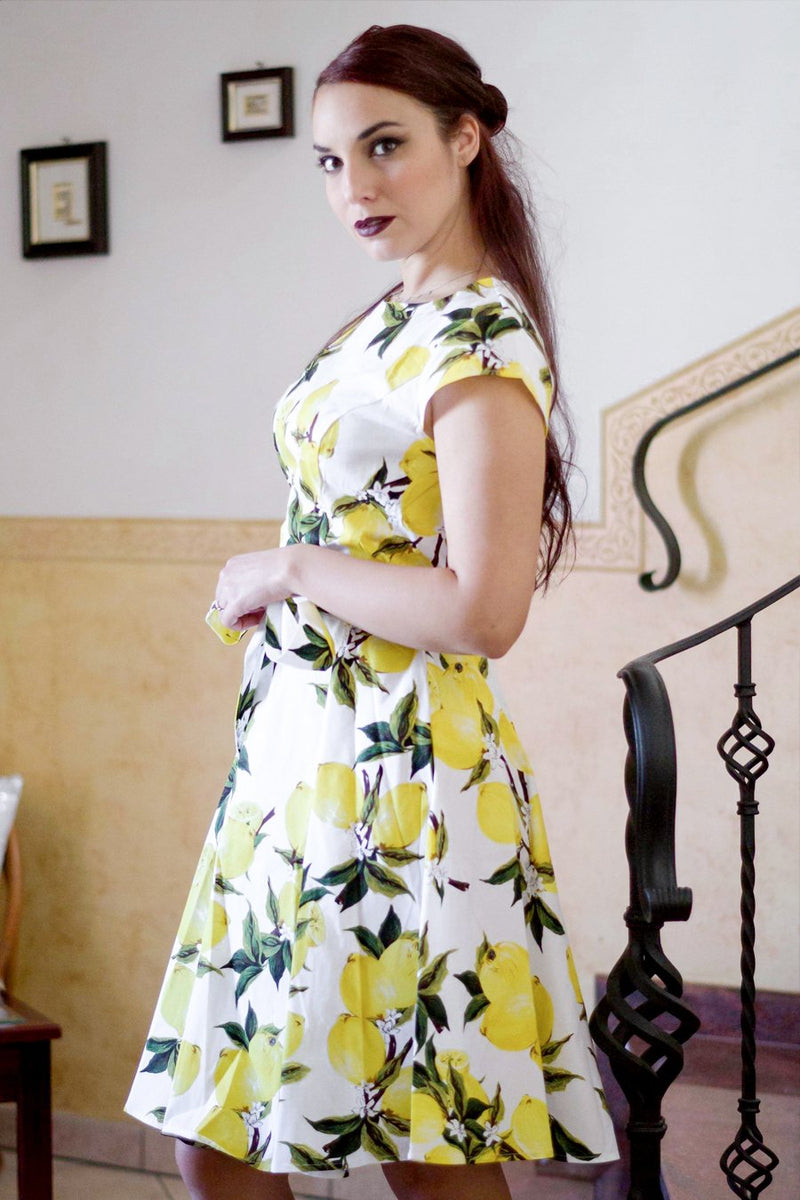 Carregar imagem no visualizador da galeria, Vestido estampado floral limão