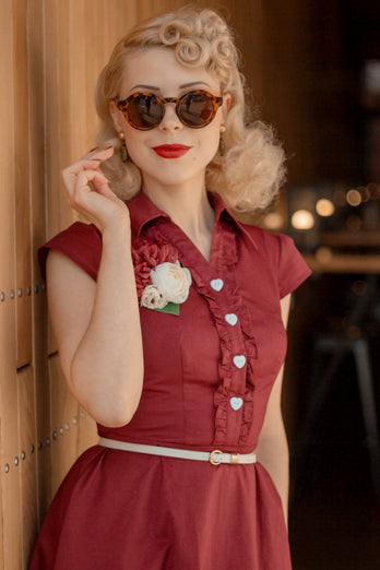 Vestido Borgonha dos anos 50