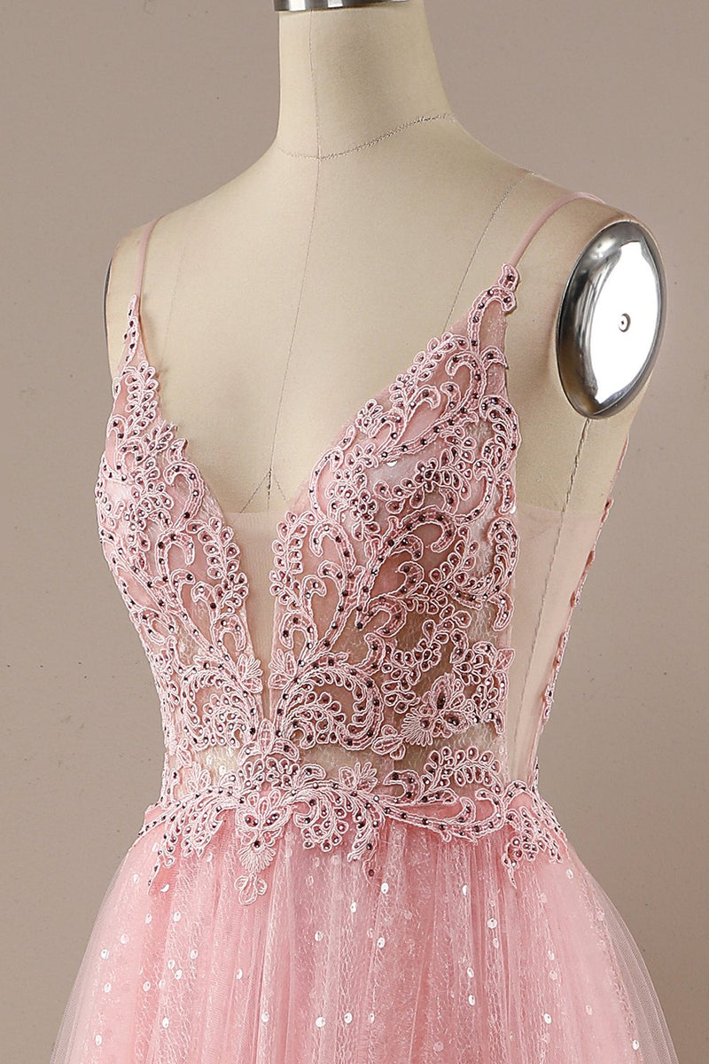 Carregar imagem no visualizador da galeria, Vestido de festa de baile longo rosa