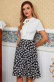 Vestido vintage da Margarida Print Bowknot