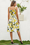 Vestido vintage de verão de impressão de limão