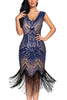 Carregar imagem no visualizador da galeria, Vestido de Lantejoulas Azul Royal Dos Anos 20