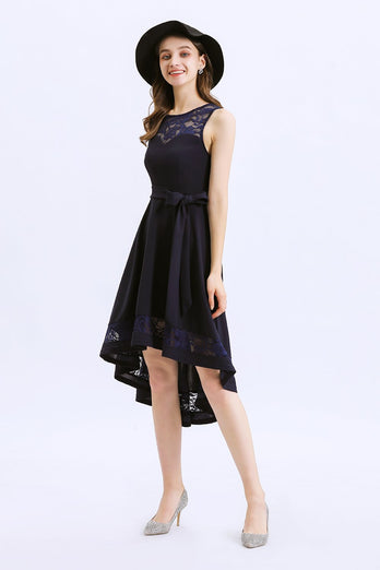 Vestido assimétrico azul marinho