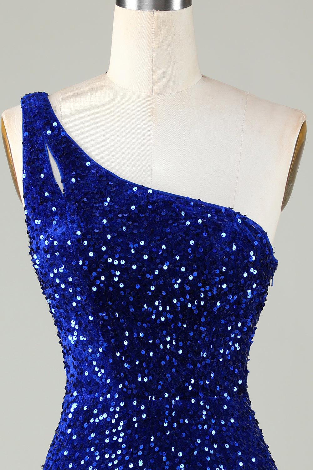 Sequins One-Shoulder Royal Blue Tight Beading Vestido Curto Homecoming