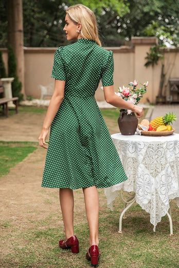Vestido de verão vintage polka dots verdes