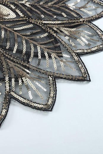 Black and Gold Sequin Glitter 1920s Cape