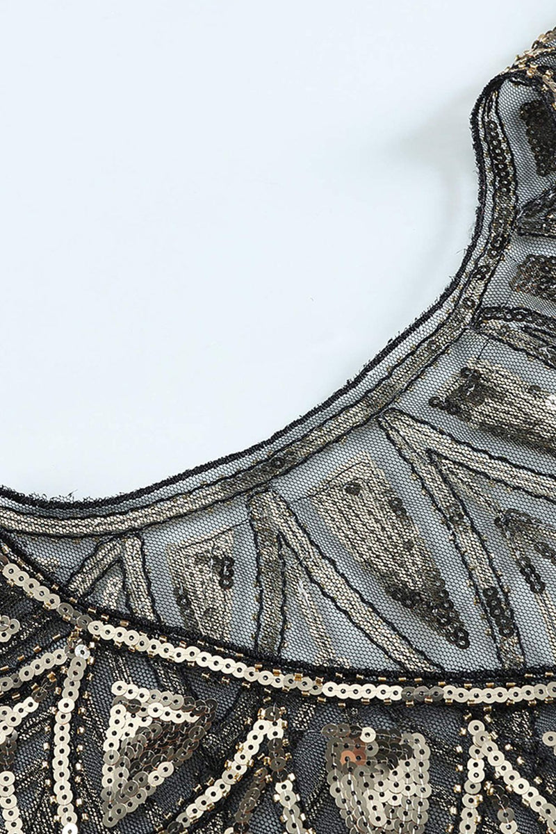 Carregar imagem no visualizador da galeria, Black and Gold Sequin Glitter 1920s Cape