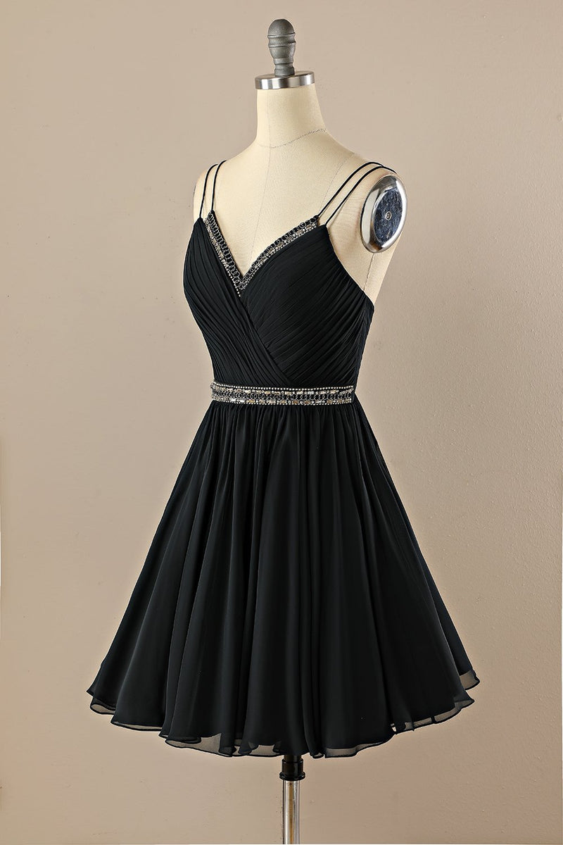 Carregar imagem no visualizador da galeria, Vestido preto de pescoço em V