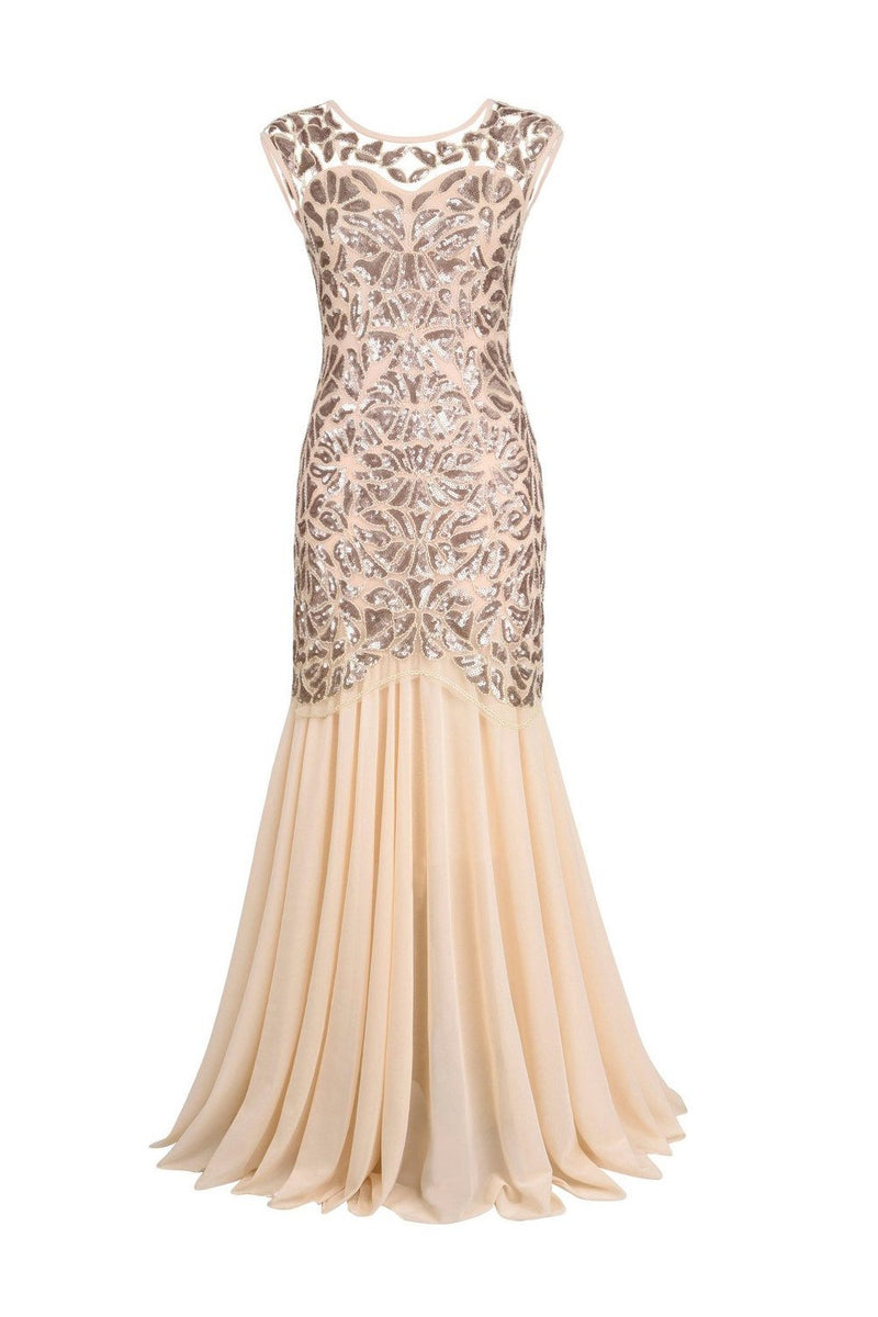 Carregar imagem no visualizador da galeria, Champanhe 1920s Vestido Vintage