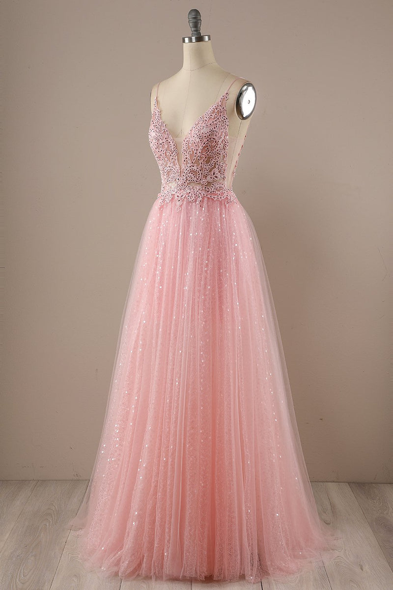 Carregar imagem no visualizador da galeria, Vestido de festa de baile longo rosa