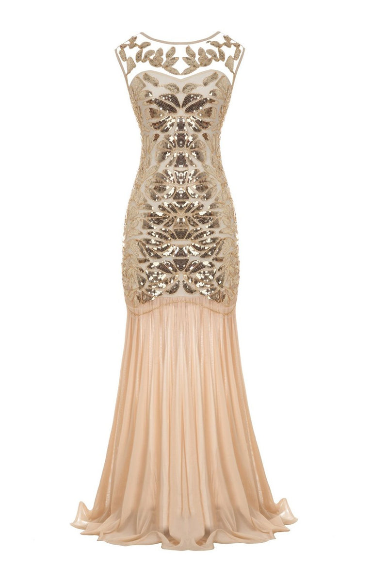 Carregar imagem no visualizador da galeria, Champanhe 1920s Vestido Vintage