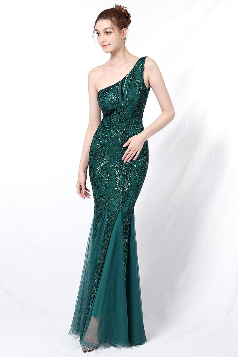 Carregar imagem no visualizador da galeria, Vestido de baile de sereia one ombro com apliques