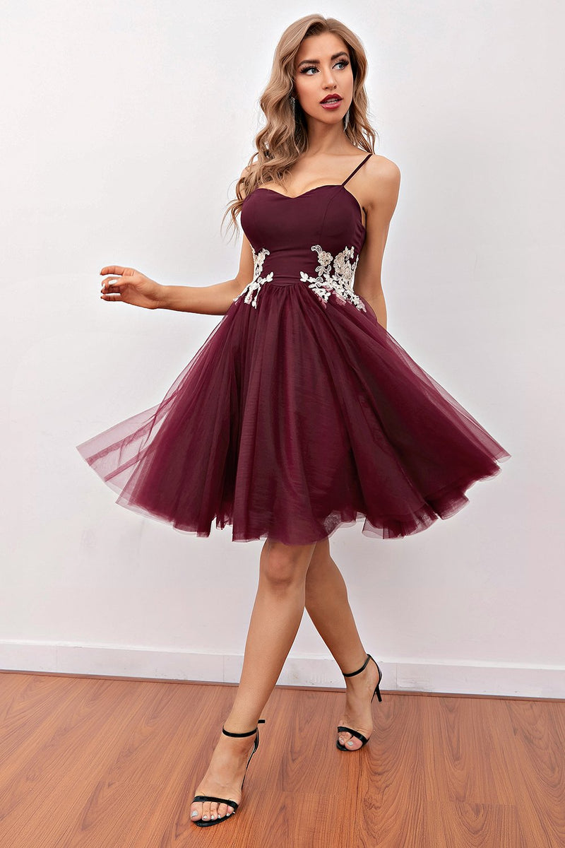 Carregar imagem no visualizador da galeria, Burgundy Short Prom Homecoming Dress