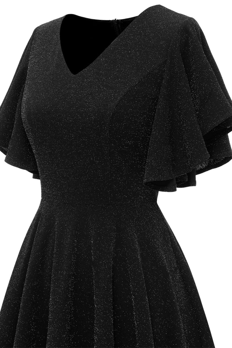 Carregar imagem no visualizador da galeria, Vestido de festa casual de glitter preto