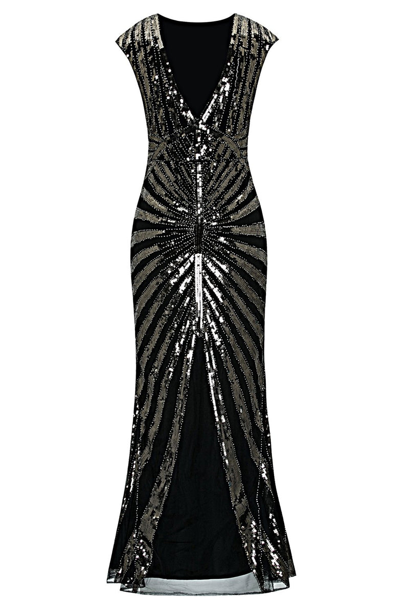 Carregar imagem no visualizador da galeria, Black Mermaid 1920s Sequined Flapper Dress
