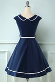 Vestido de pescoço de barco da Marinha dos anos 50