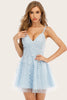 Carregar imagem no visualizador da galeria, Vestido de homecoming Azul Appliques