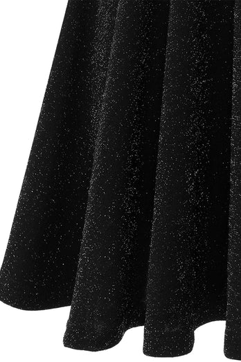 Vestido de festa casual de glitter preto