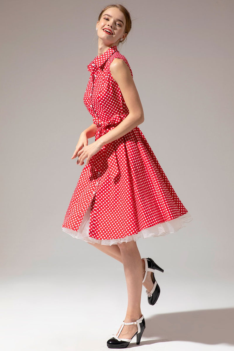 Carregar imagem no visualizador da galeria, Vestido polka dot de 1950 sem mangas