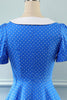 Carregar imagem no visualizador da galeria, Vintage Blue Polka Dots 1950s Dress