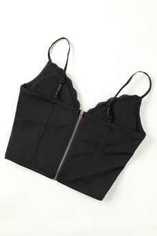 Camisola preta top de renda