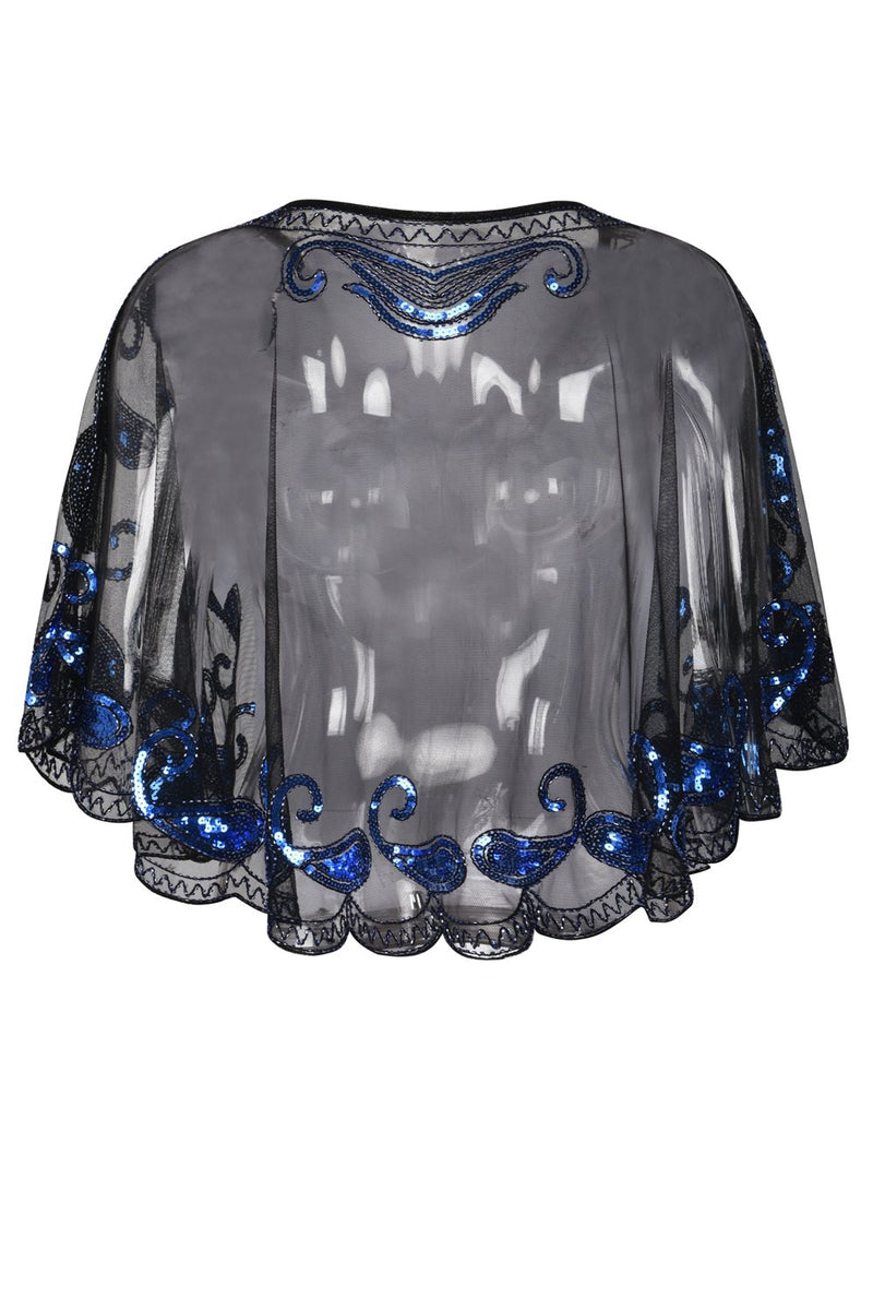 Carregar imagem no visualizador da galeria, 1920s Blue Glitter Sequins Cape