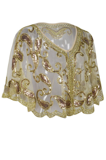1920s Ivory Glitter Sequins Cape