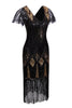 Carregar imagem no visualizador da galeria, Black and Gold Flapper 1920s Sequins Dress