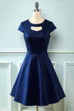 Vestido azul marinho Jewel 1950 com buraco de fechadura