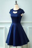 Vestido azul marinho Jewel 1950 com buraco de fechadura