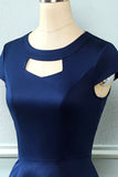 Vestido azul marinho Jewel 1950 com buraco de fechadura