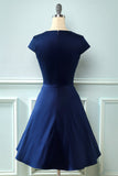 Vestido azul marinho Jewel 1950 com buraco de fechadura