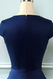 Vestido azul marinho Jewel 1950 com buraco de fechadura