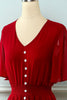 Carregar imagem no visualizador da galeria, Vestido de verão de botões de pescoço v vermelho