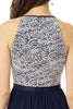 Carregar imagem no visualizador da galeria, Um vestido de baile longo da marinha line halter com renda