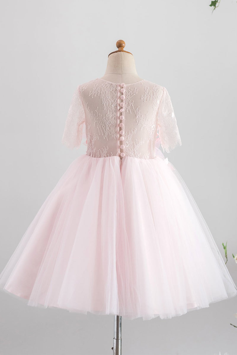 Carregar imagem no visualizador da galeria, Vestido de menina de flor de tulle rosa