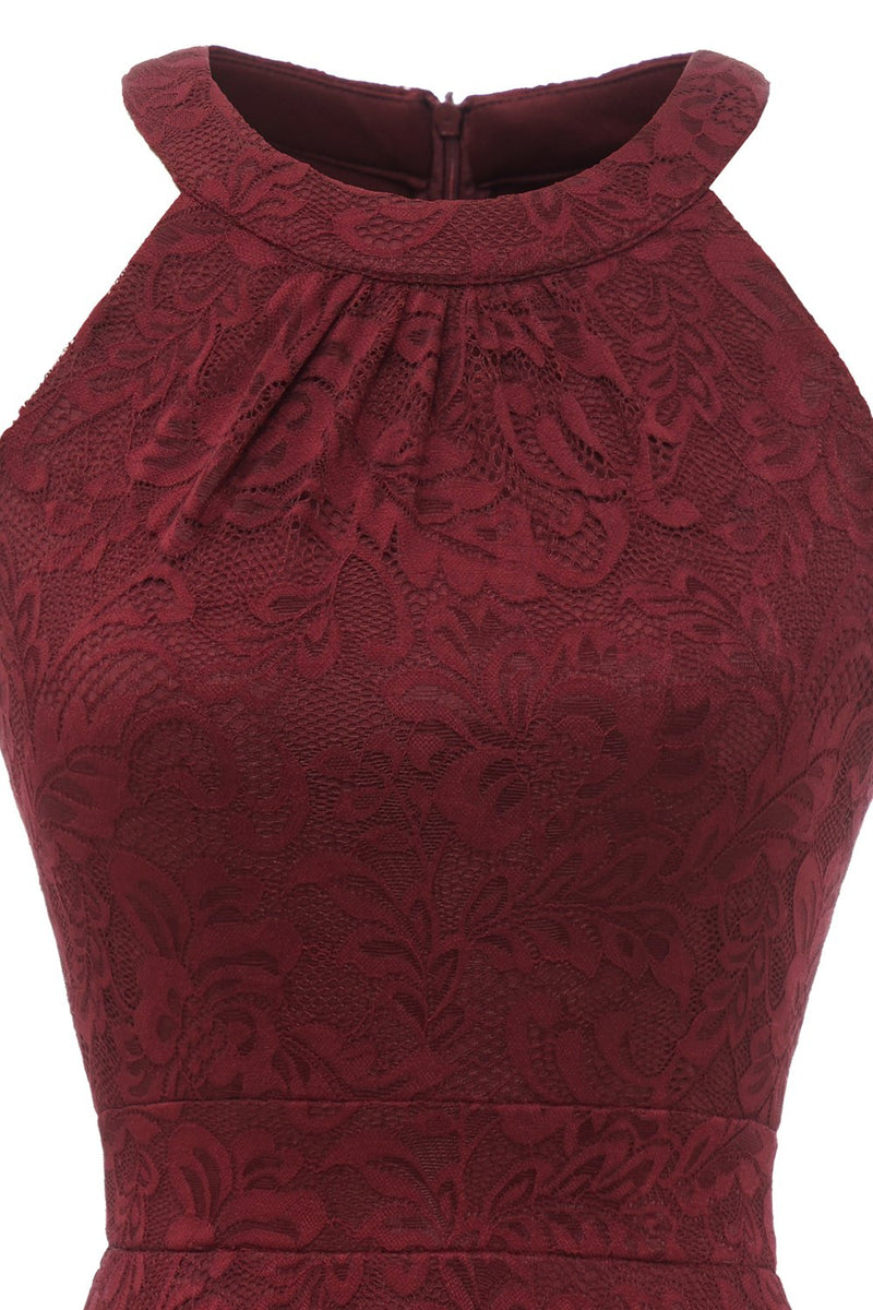 Carregar imagem no visualizador da galeria, Borgonha High Low Lace Dress