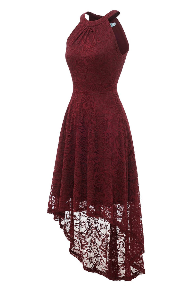 Carregar imagem no visualizador da galeria, Borgonha High Low Lace Dress